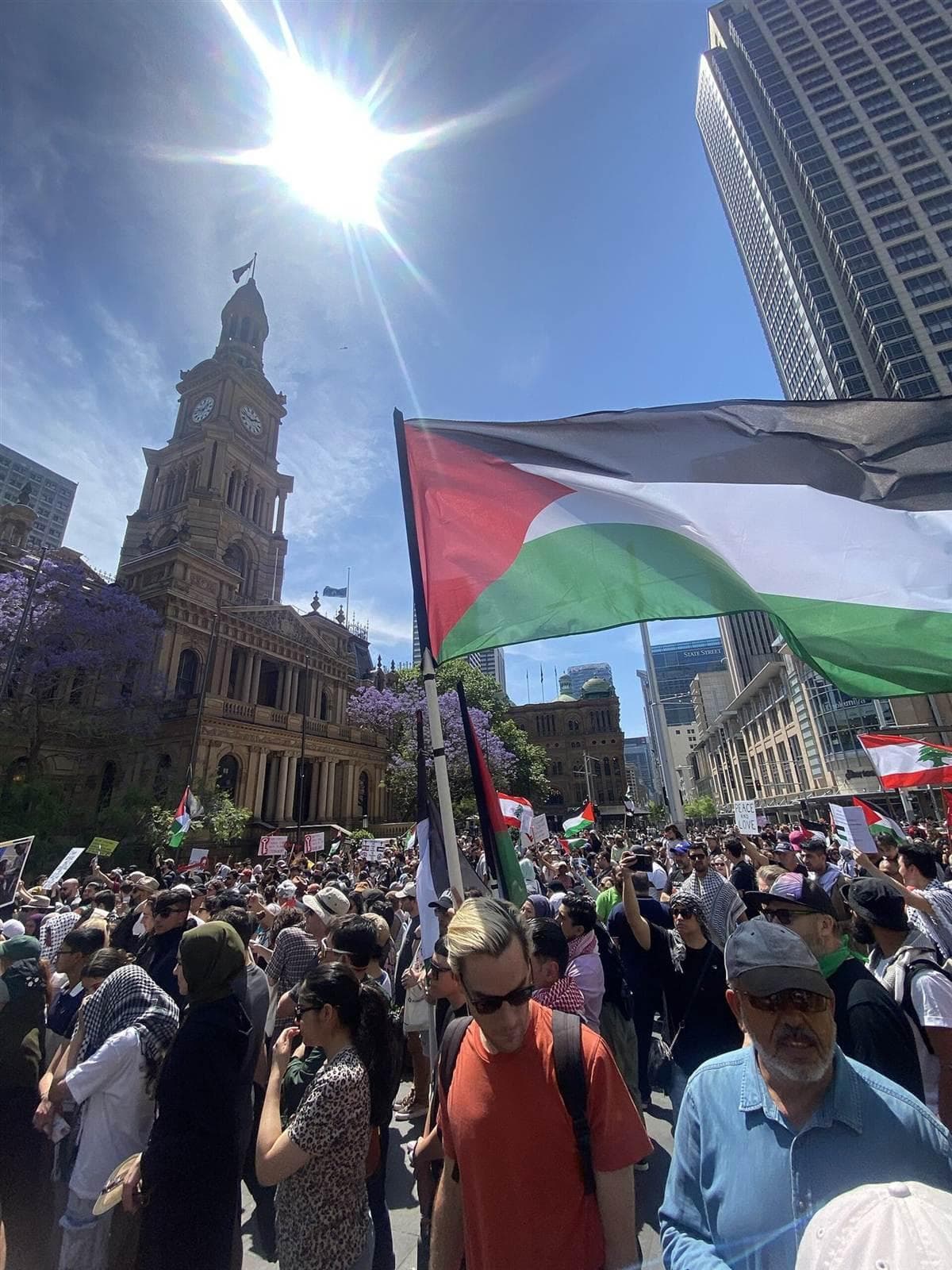 A rally for Palestine at Sydney Town Hall, October 2023