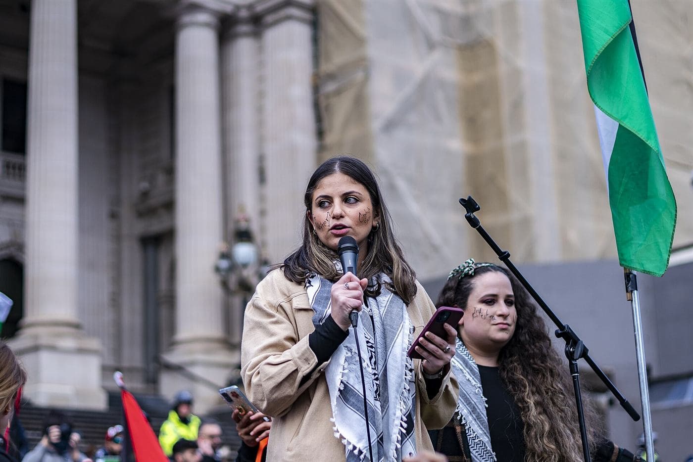 A speaker at the Melbourne rally