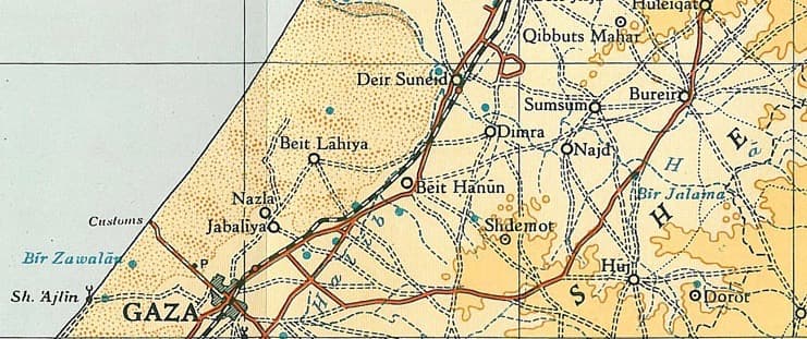 Beit Hanoun on a 1945 map