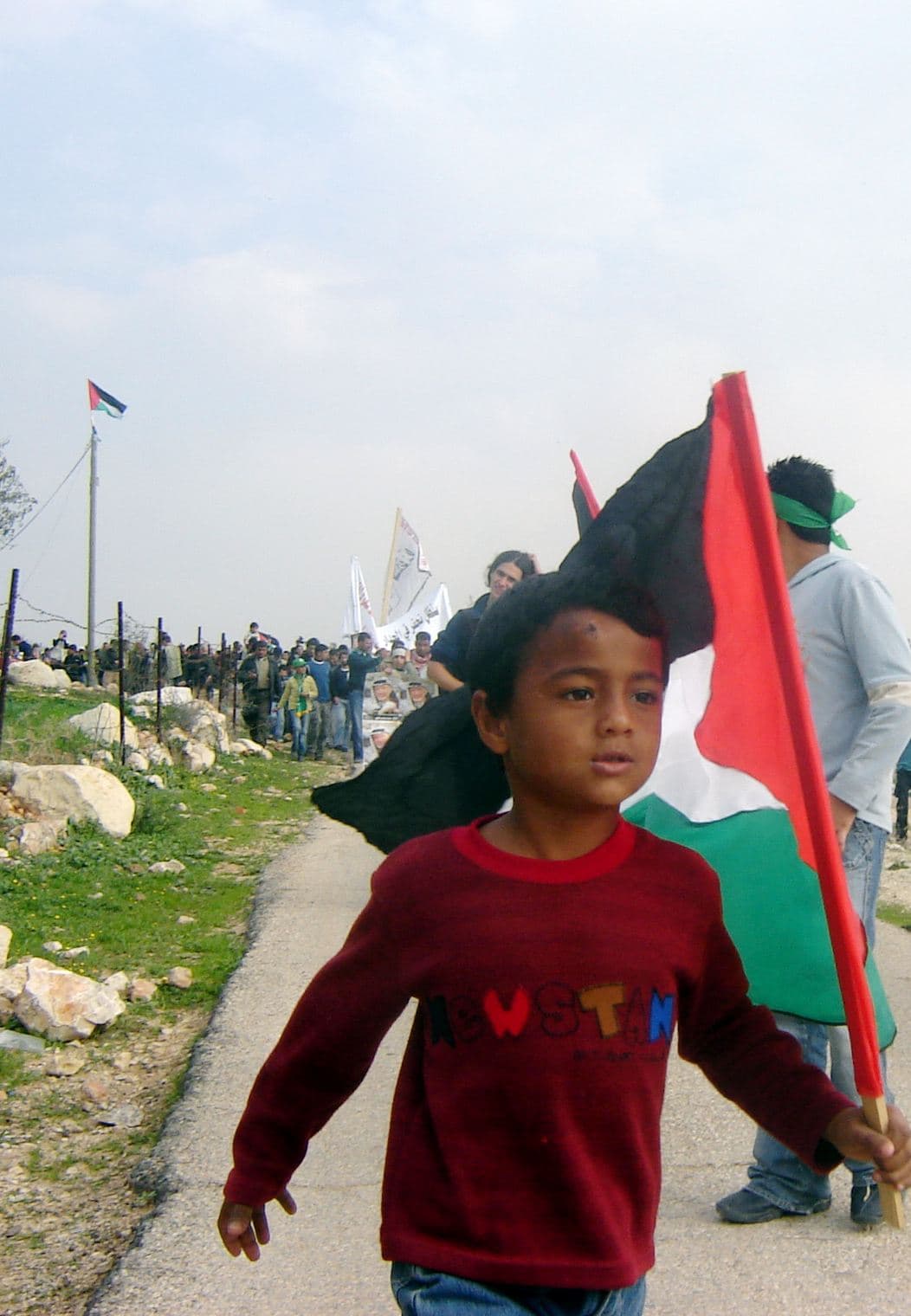A boy at the weekly protest