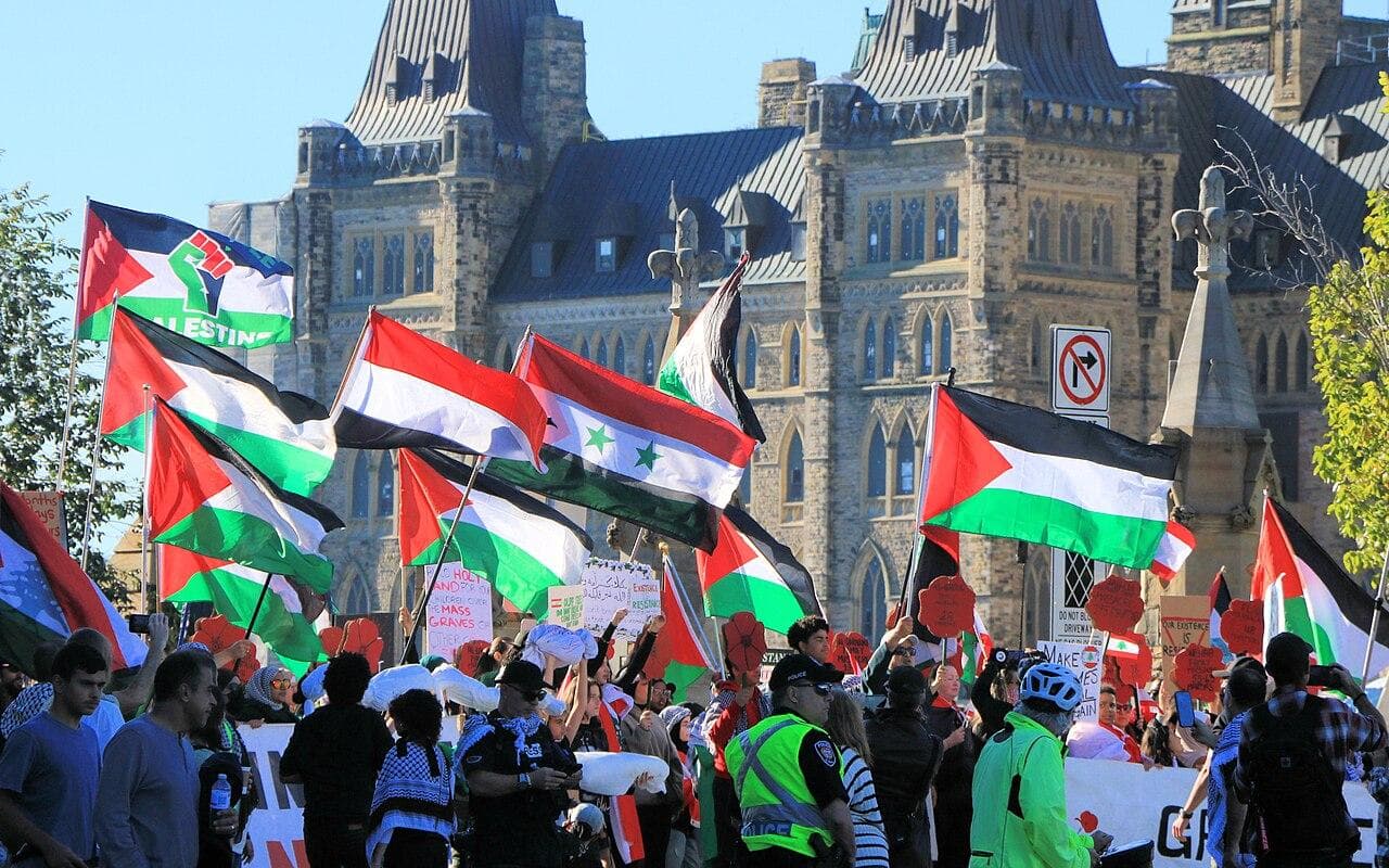 A demonstration for Palestine on Parliament Hill, Ottawa, October 2024