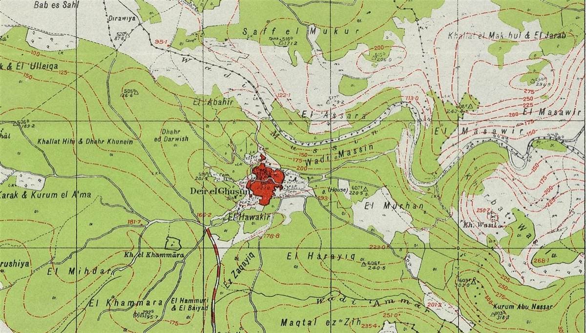 Deir al-Ghusun on a 1942 map
