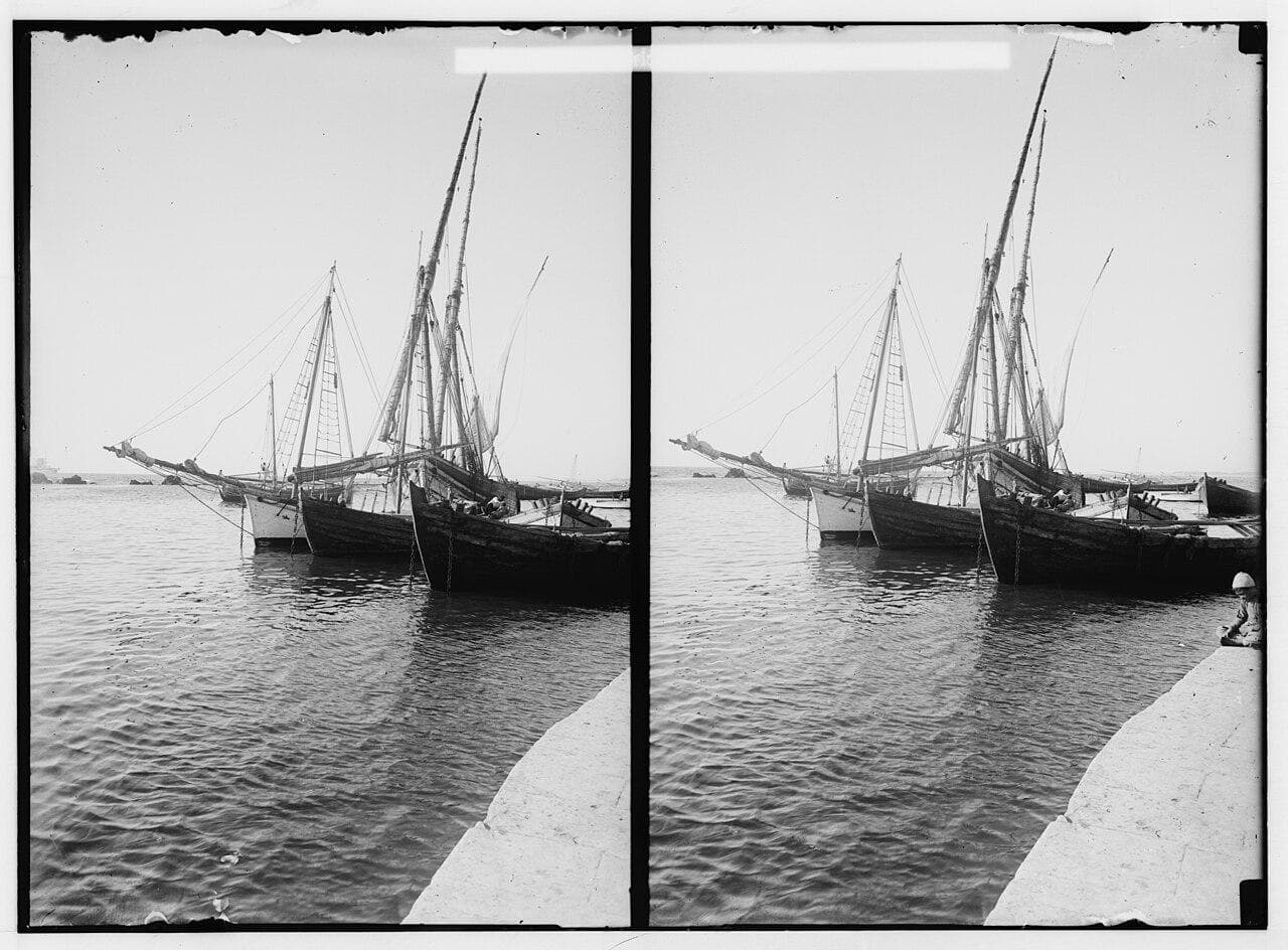 The harbour of Yafa, around 1900
