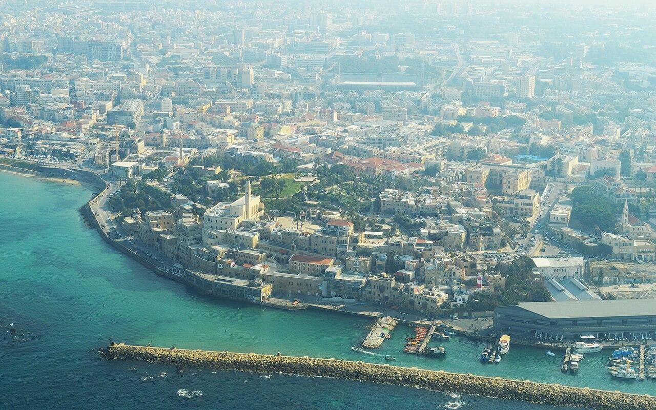 Yafa's old city and waterfront from the air