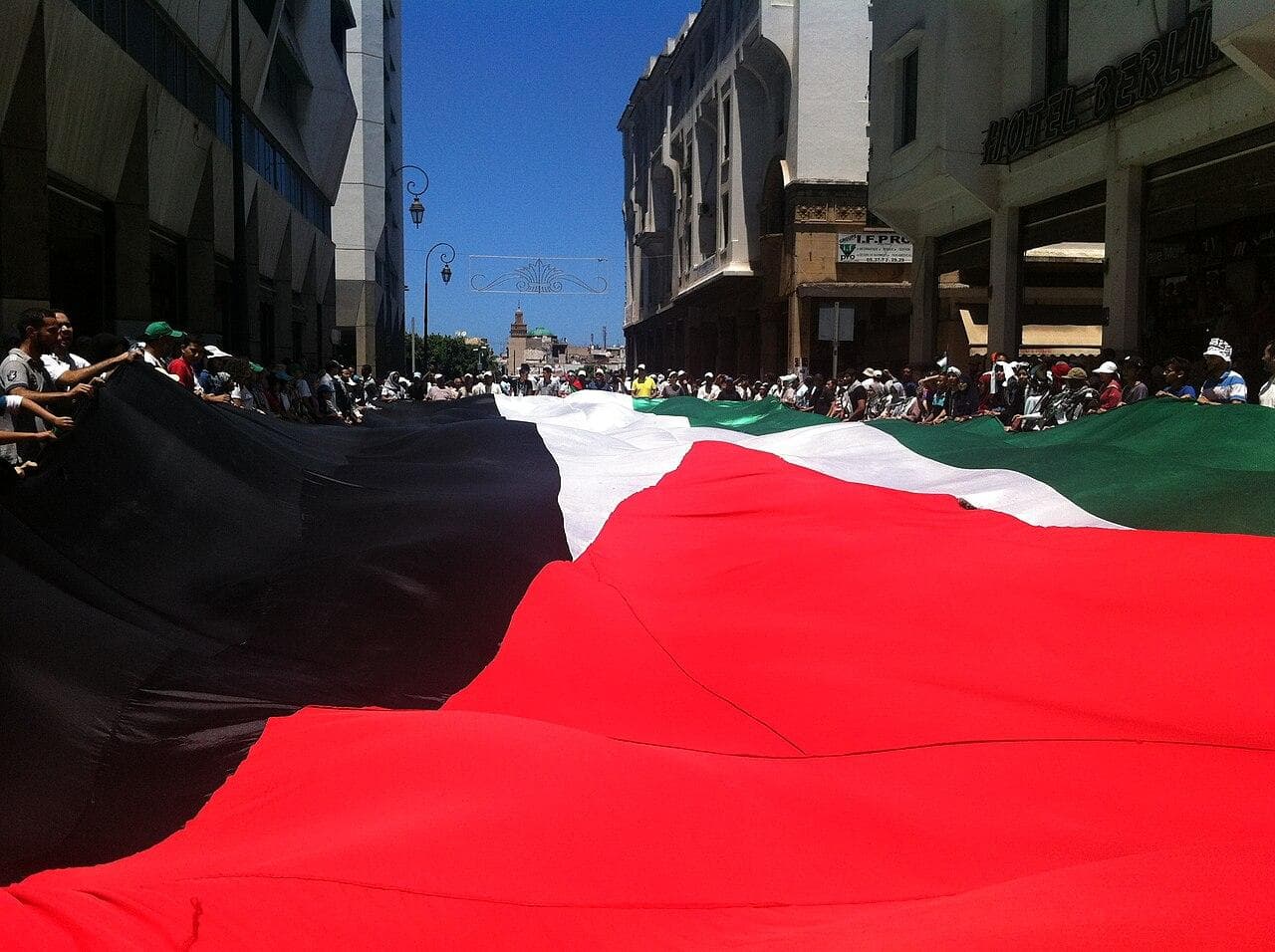 A demonstration for the Palestinian people in Rabat, July 2014
