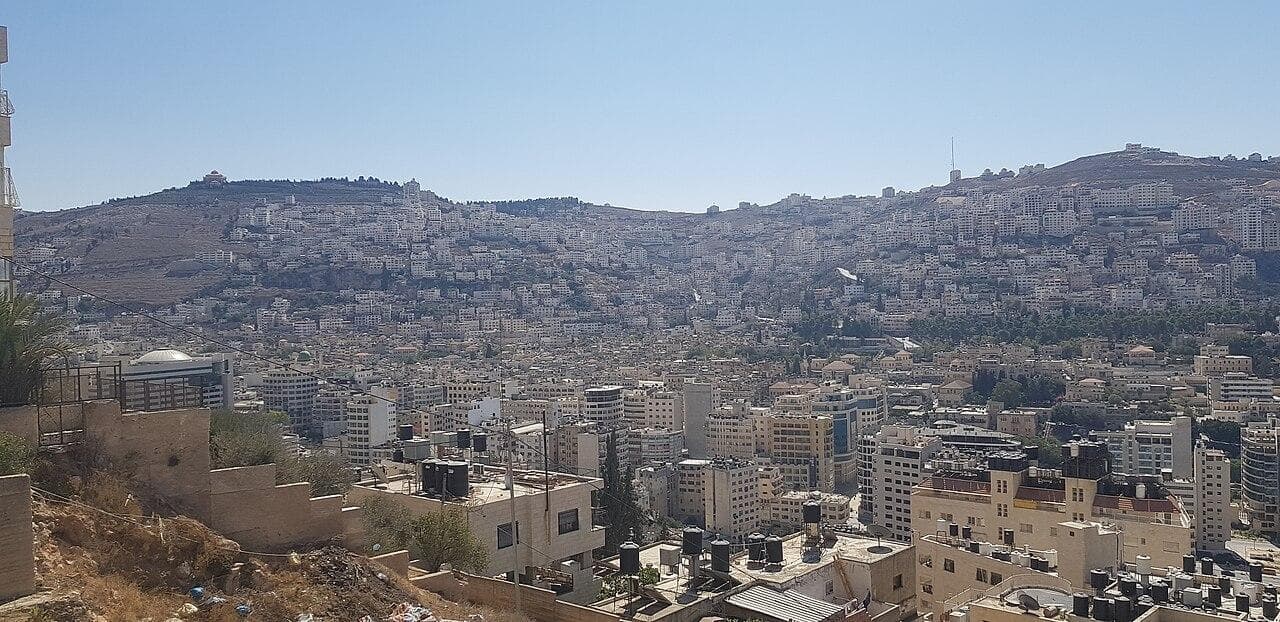 The old city of Nablus from the northern mountain