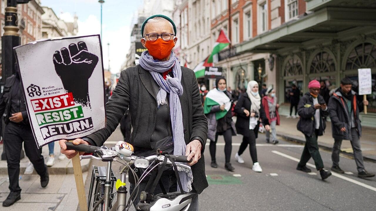 “Exist, Resist, Return” at a rally for Palestine in London, May 2021