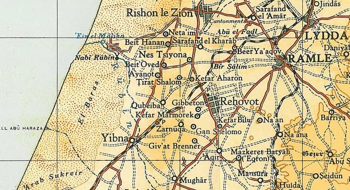 Yibna on a 1945 map
